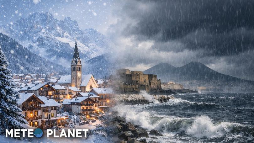 Continua il maltempo con pioggia a tanta neve su Alpi e Appennino