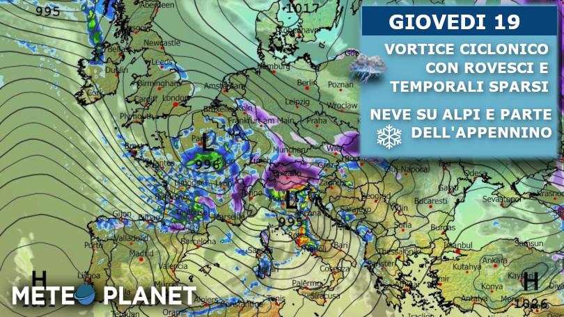 In arrivo un nuovo ciclone con pioggia, neve e vento forte
