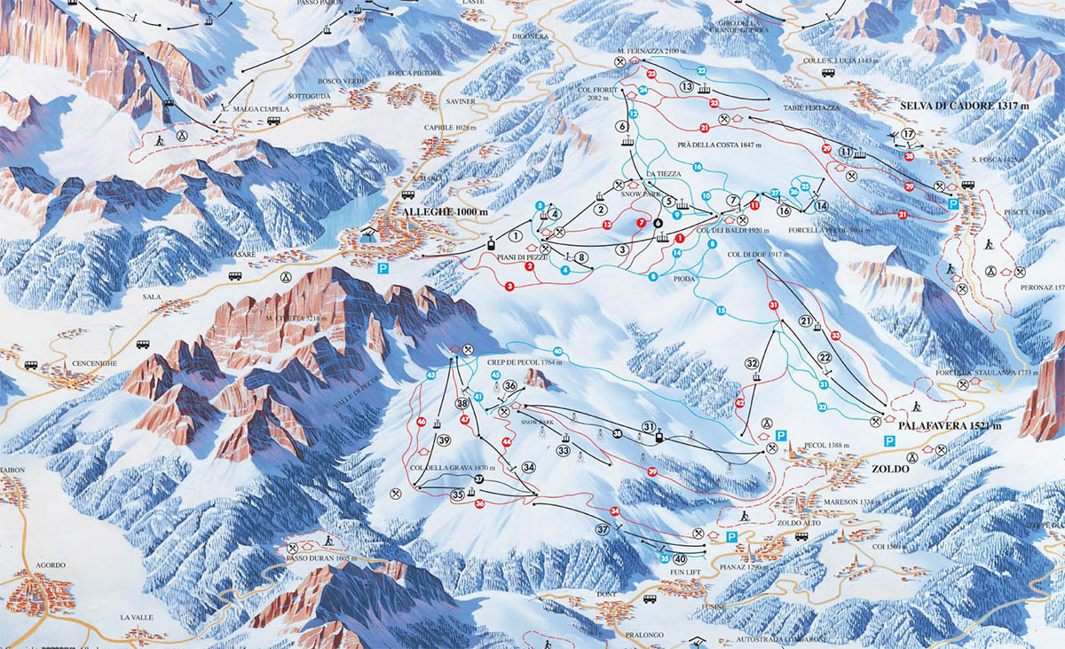 Mappa delle piste di Alleghe