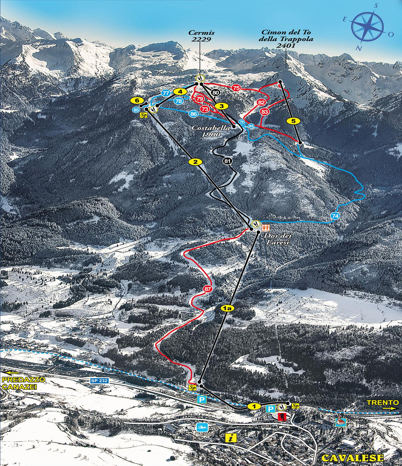 Mappa delle piste di Alpe Cermis