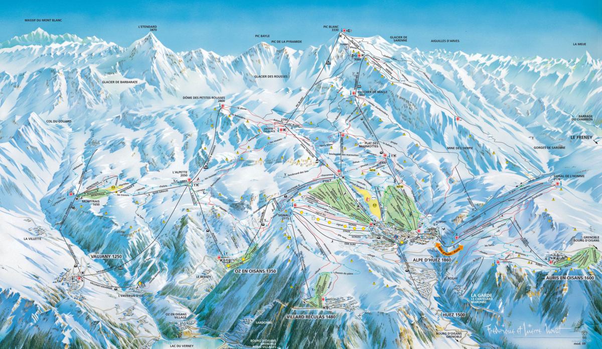 Mappa delle piste di Alpe d'Huez