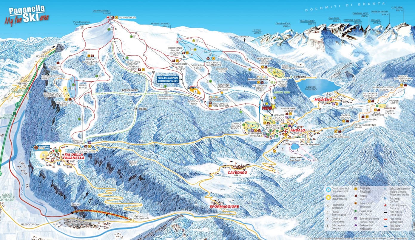 Mappa delle piste di Andalo - Fai della Paganella
