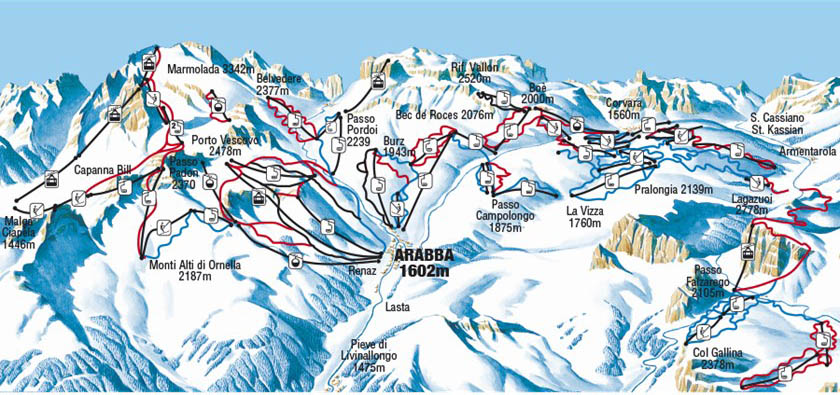 Mappa delle piste di Arabba