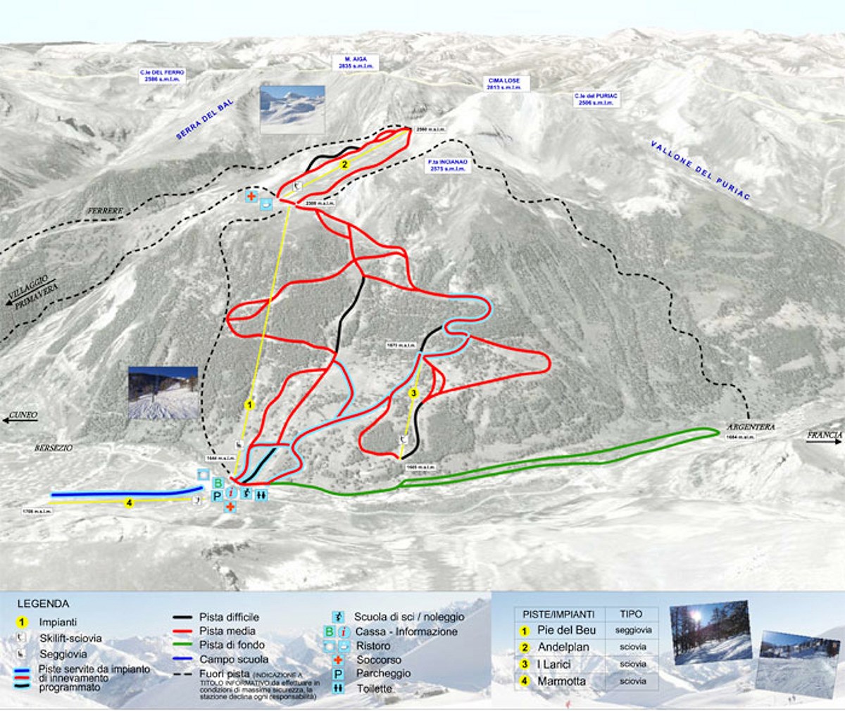 Mappa delle piste di Argentera
