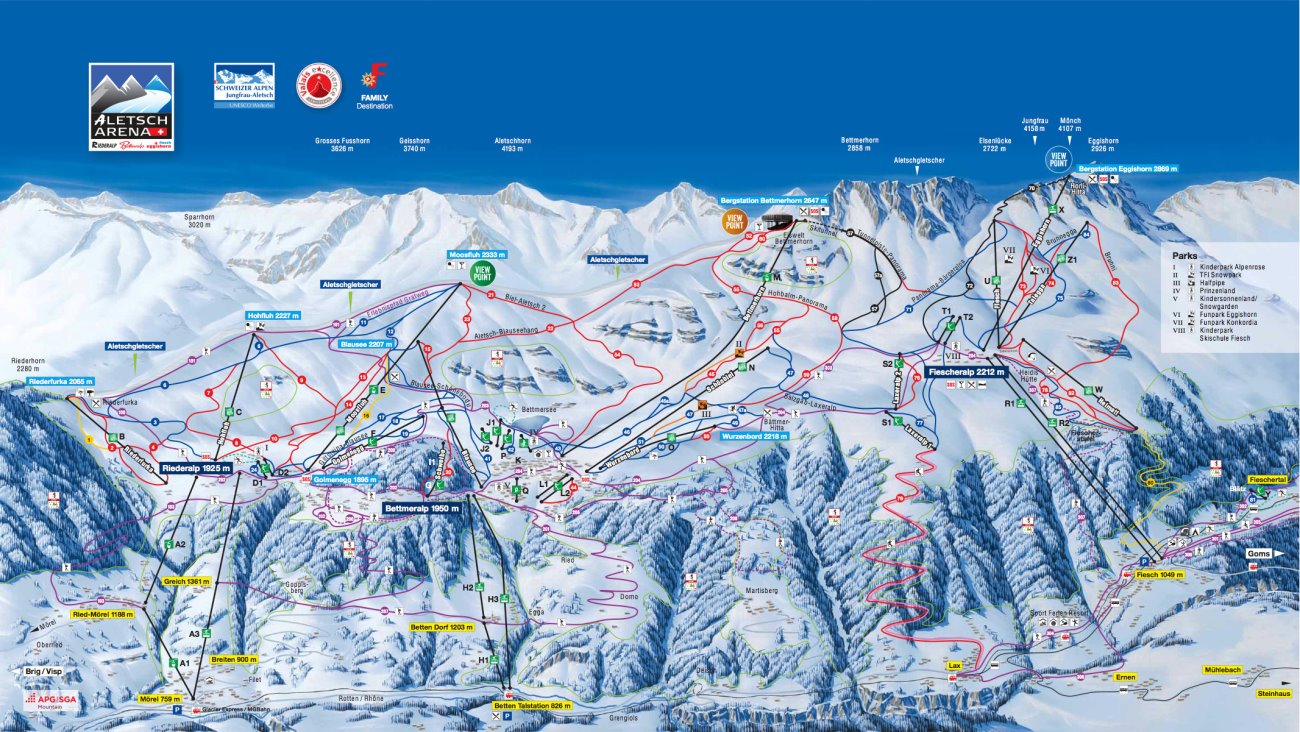 Mappa delle piste di Bettmeralp