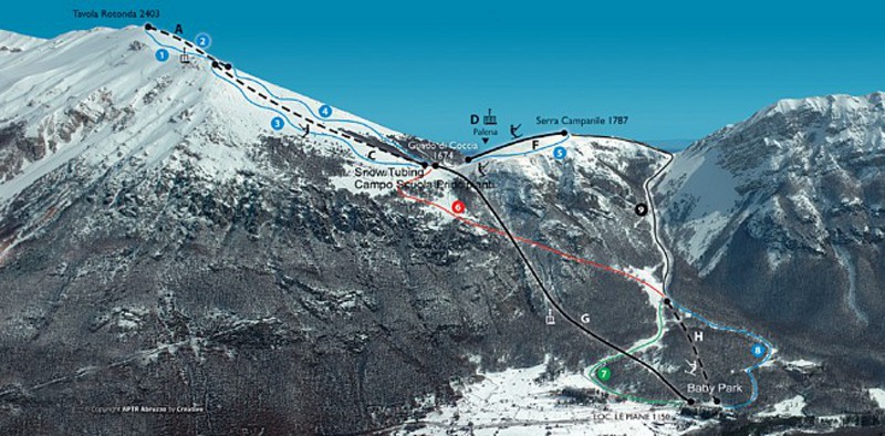Mappa delle piste di Campo di Giove