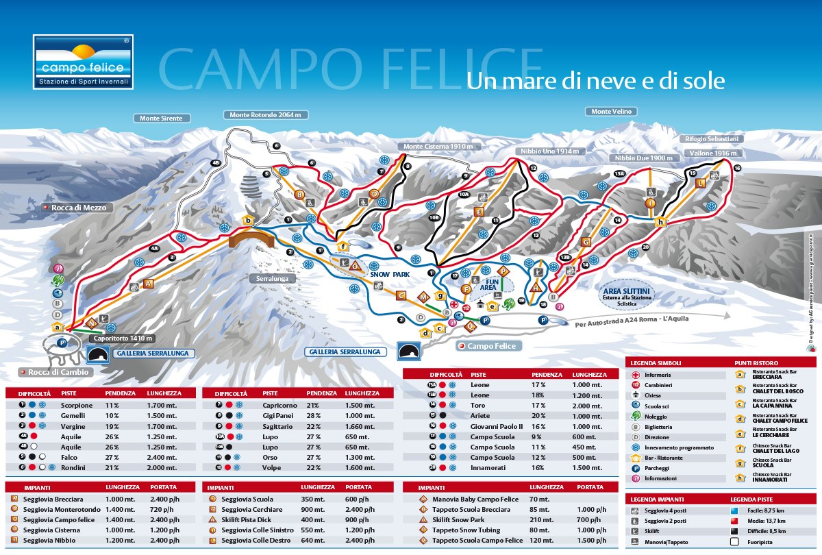 Mappa delle piste di Campo Felice