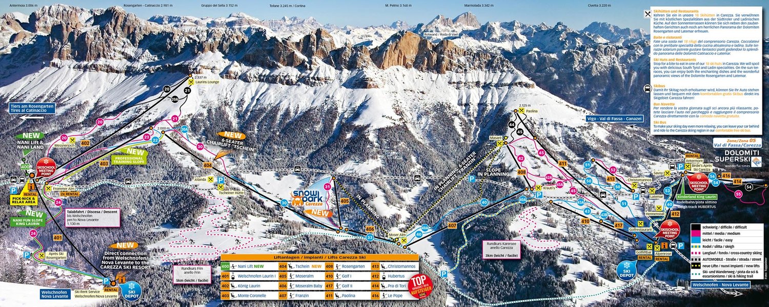 Mappa delle piste di Carezza - Passo Costalunga
