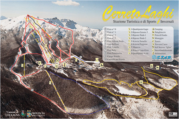 Mappa delle piste di Cerreto Laghi