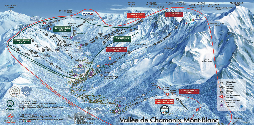 Mappa delle piste di Chamonix