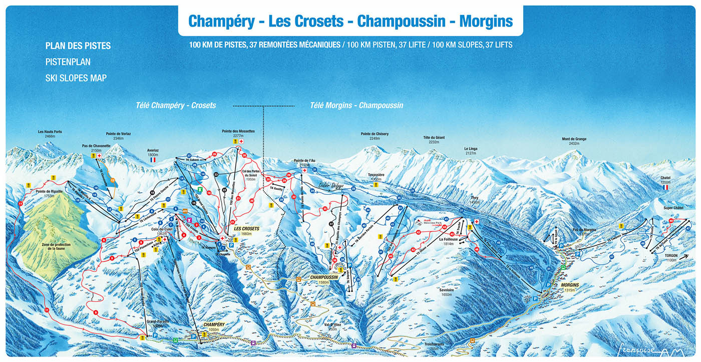 Mappa delle piste di Les Crosets - Champery