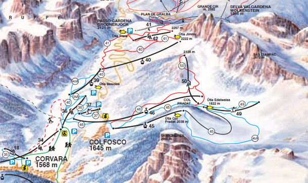 Mappa delle piste di Colfosco