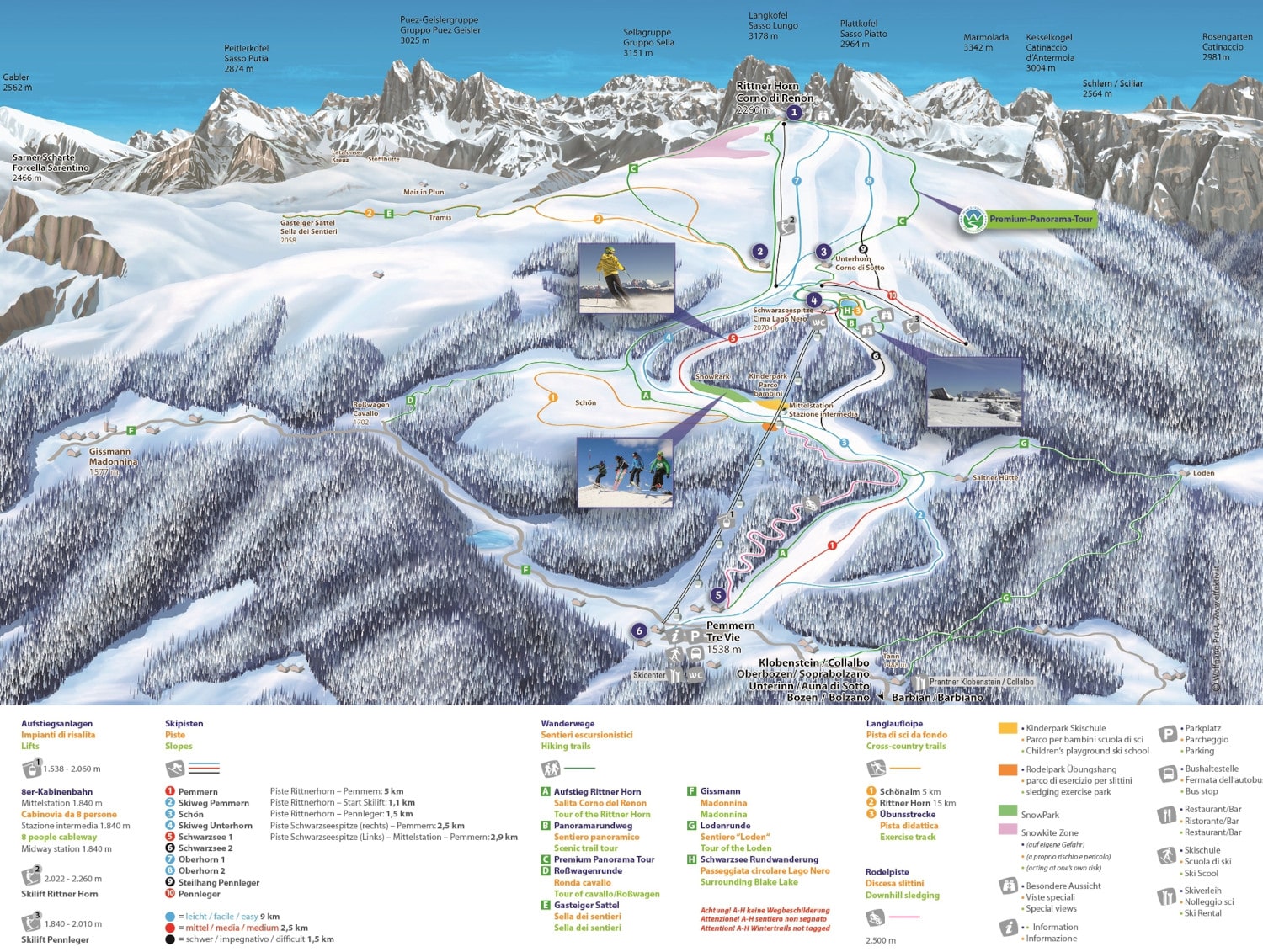 Mappa delle piste di Corno del Renon