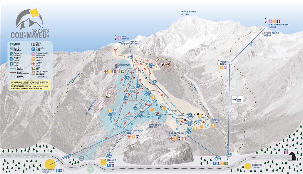 Mappa delle piste di Courmayeur