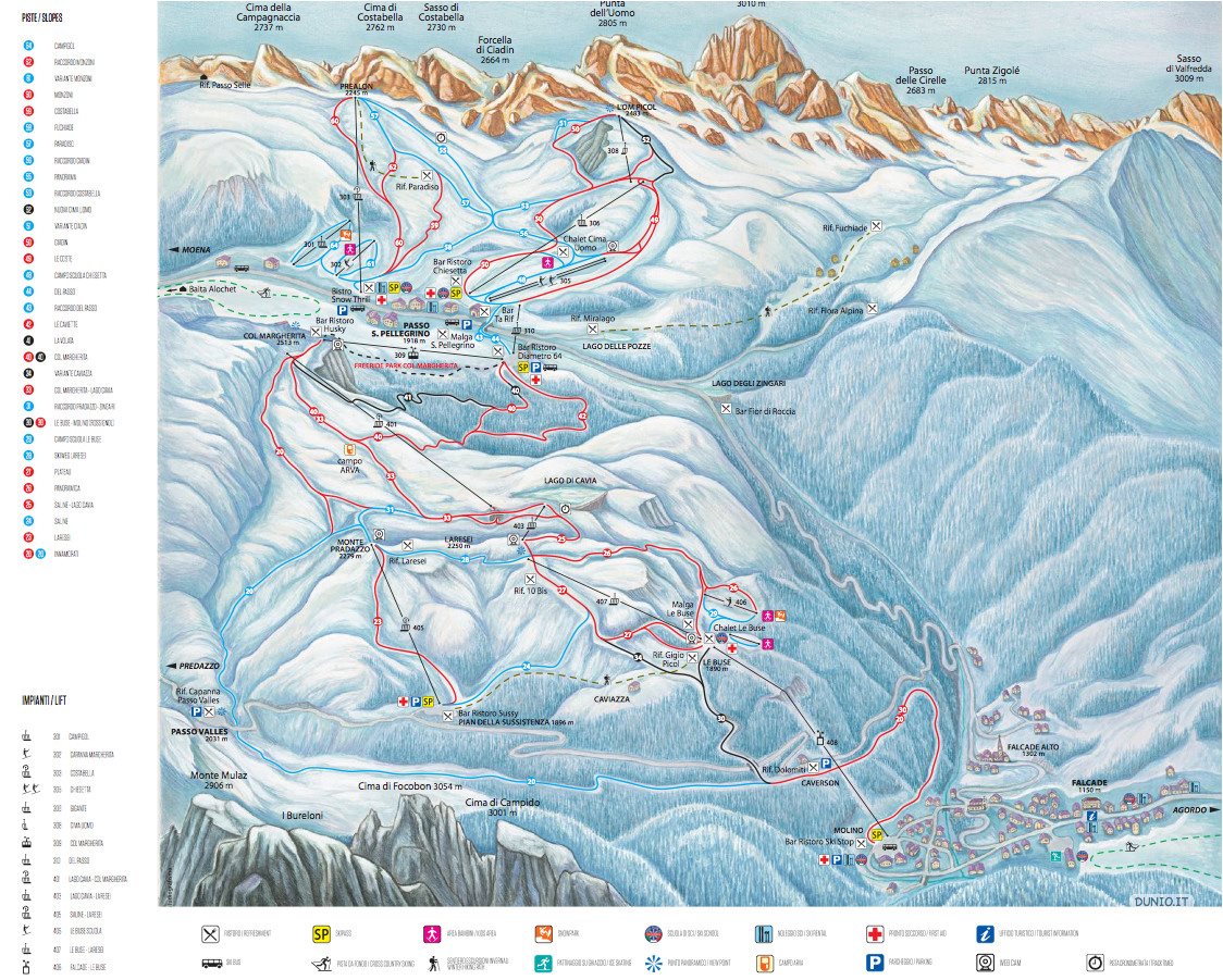 Mappa delle piste di Falcade