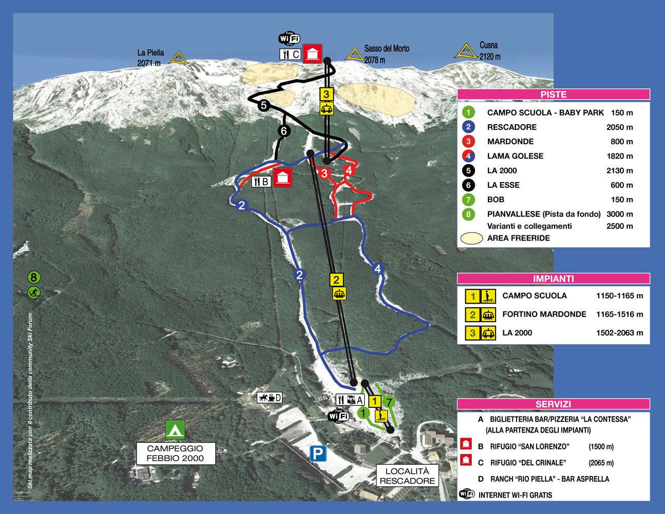 Mappa delle piste di Febbio
