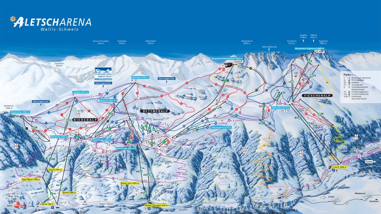 Mappa delle piste di Fiescheralp