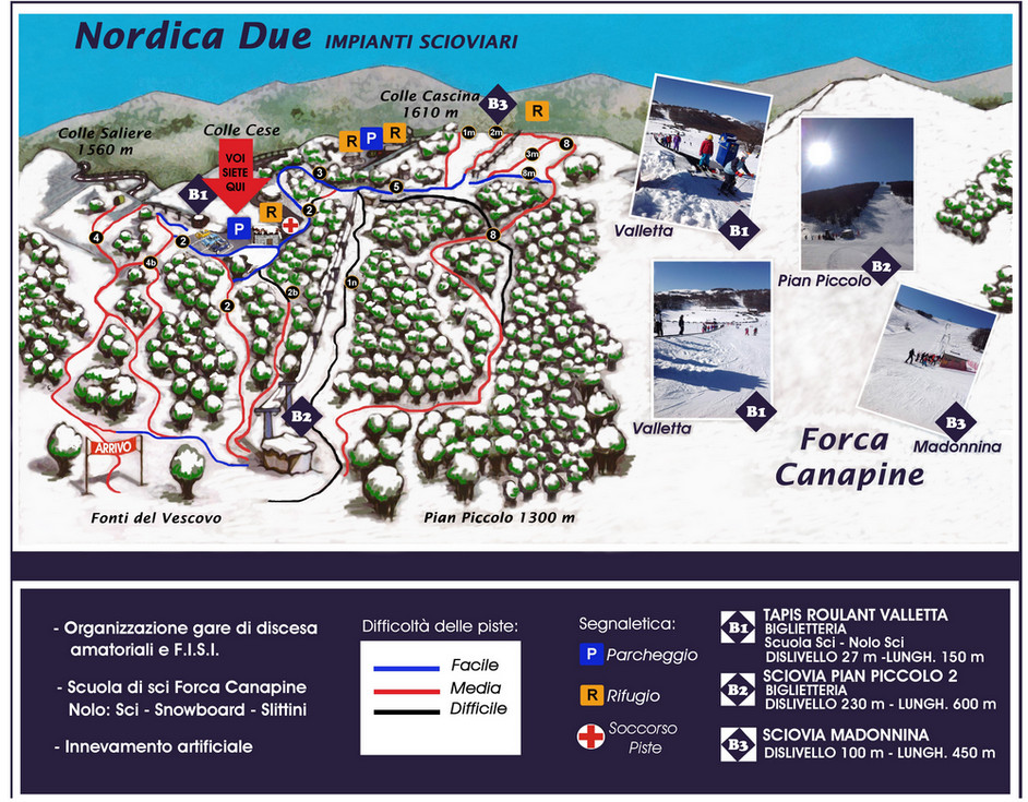 Mappa delle piste di Forca Canapine