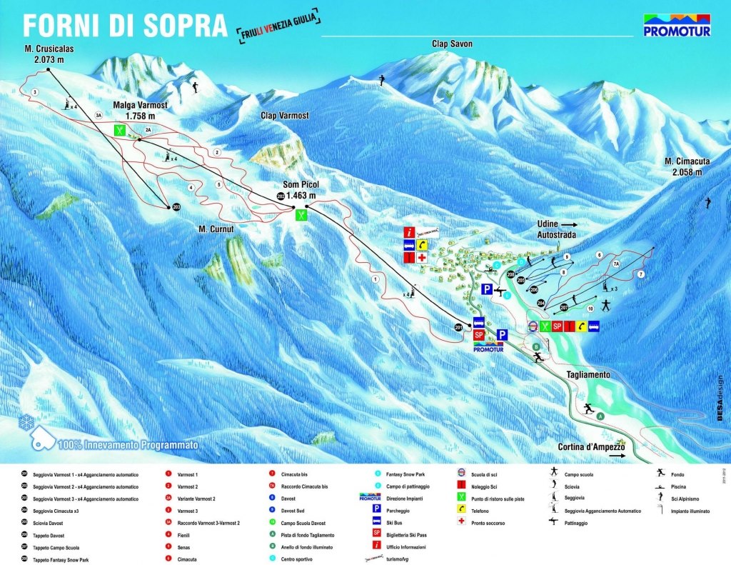 Mappa delle piste di Forni di Sopra