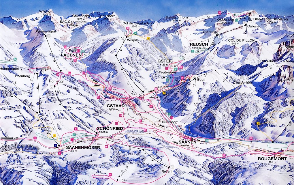 Mappa delle piste di Gstaad
