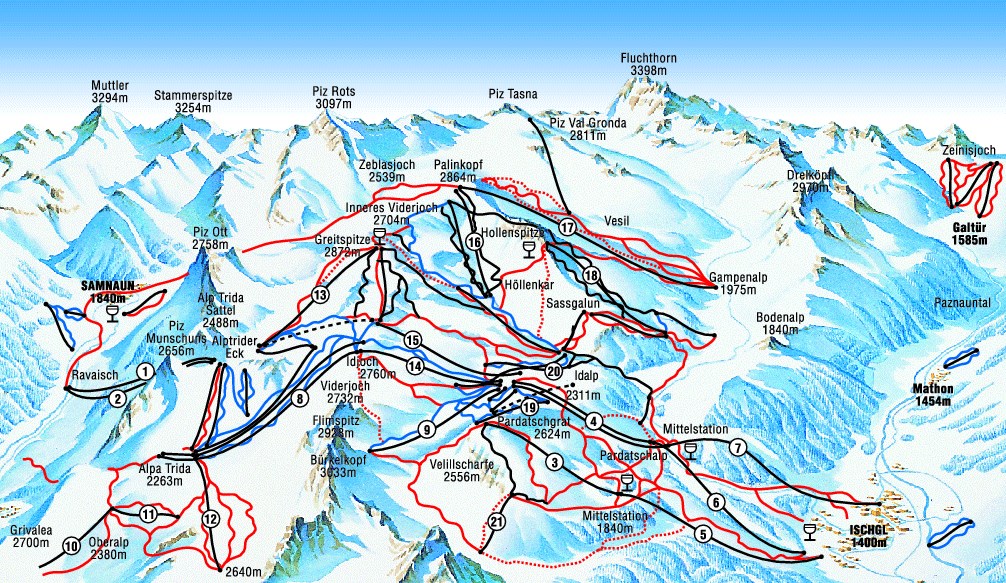 Mappa delle piste di Ischgl