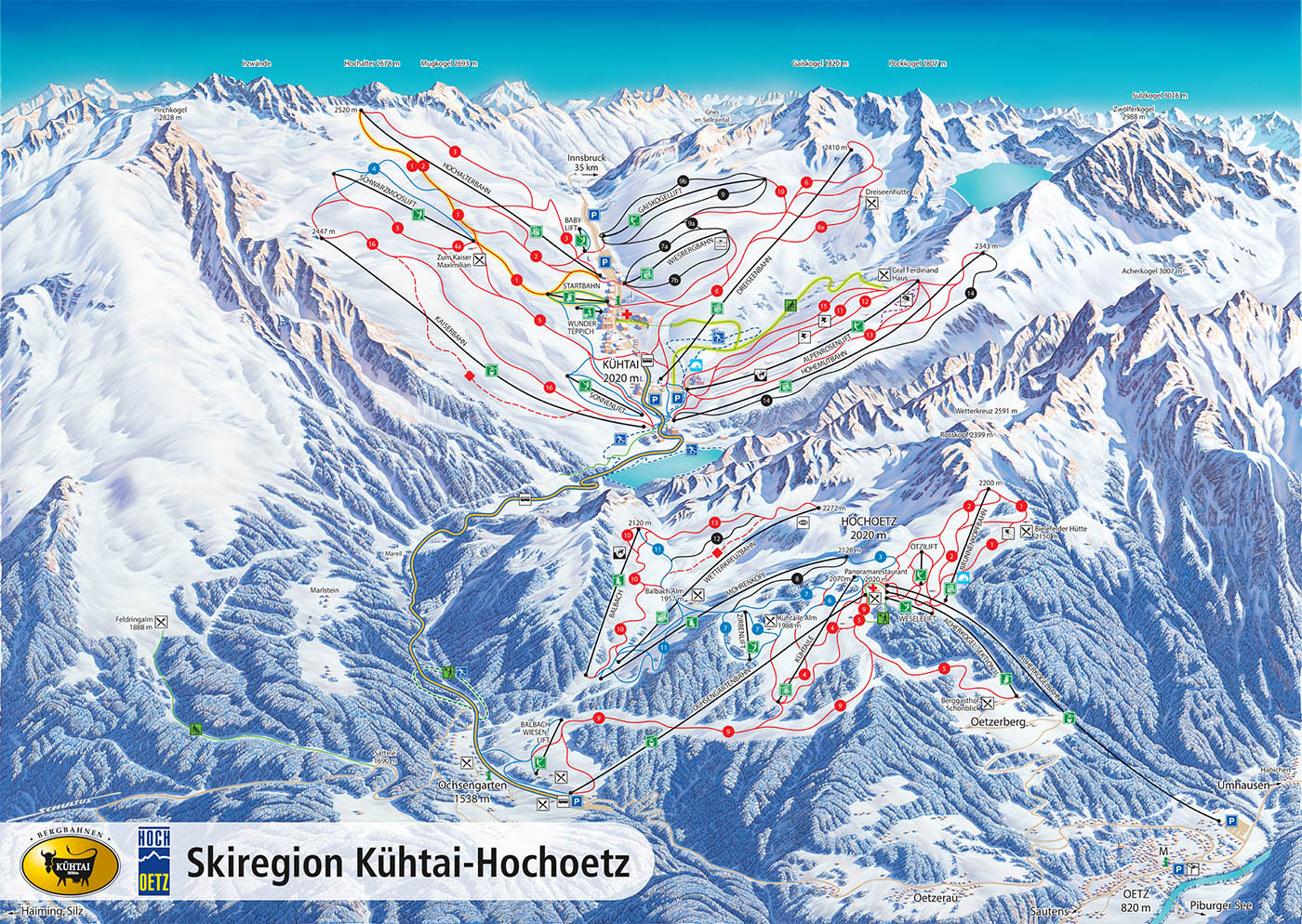 Mappa delle piste di Kuhtai