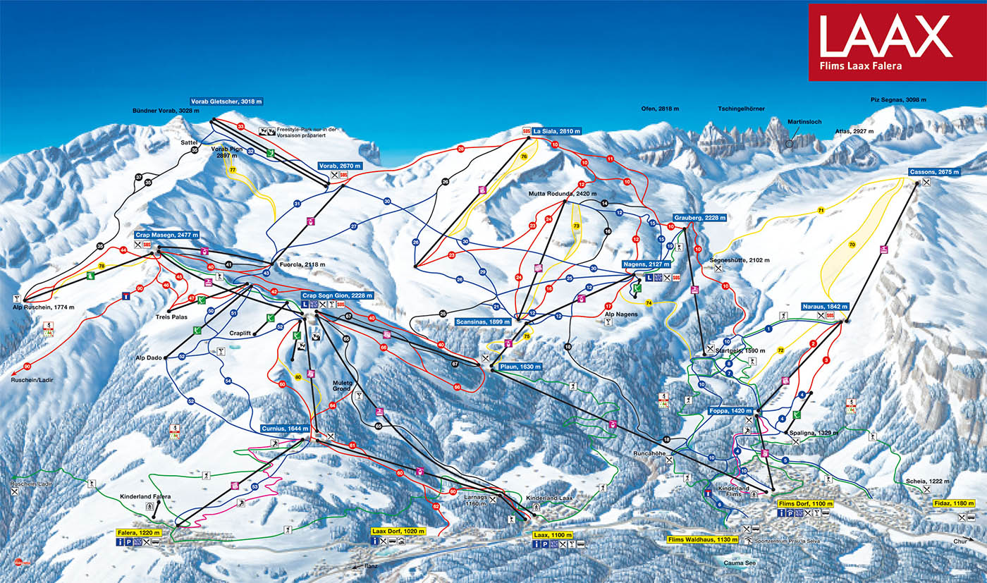 Mappa delle piste di Laax