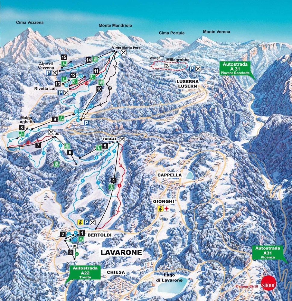 Mappa delle piste di Lavarone - Luserna