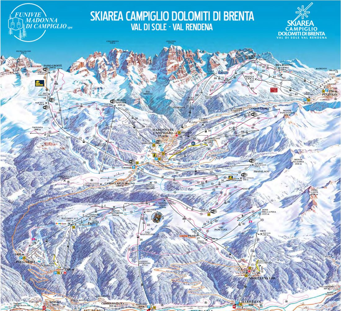Mappa delle piste di Madonna di Campiglio