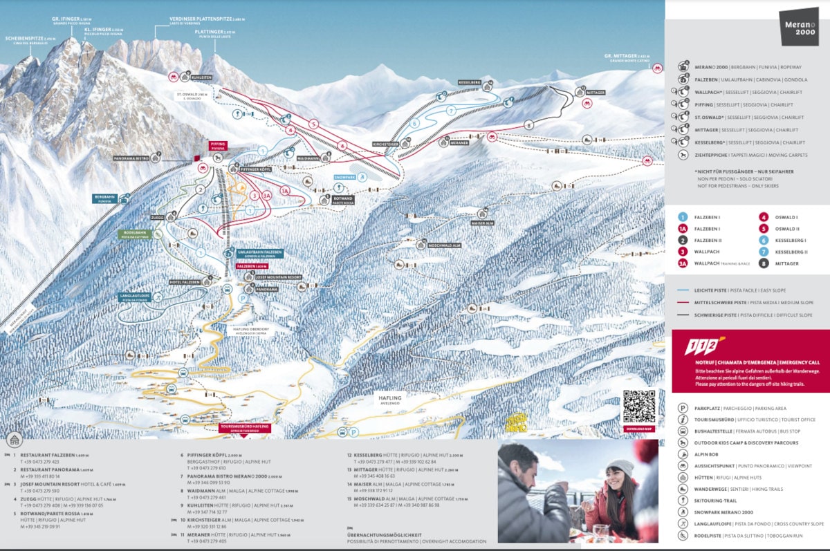 Mappa delle piste di Merano 2000
