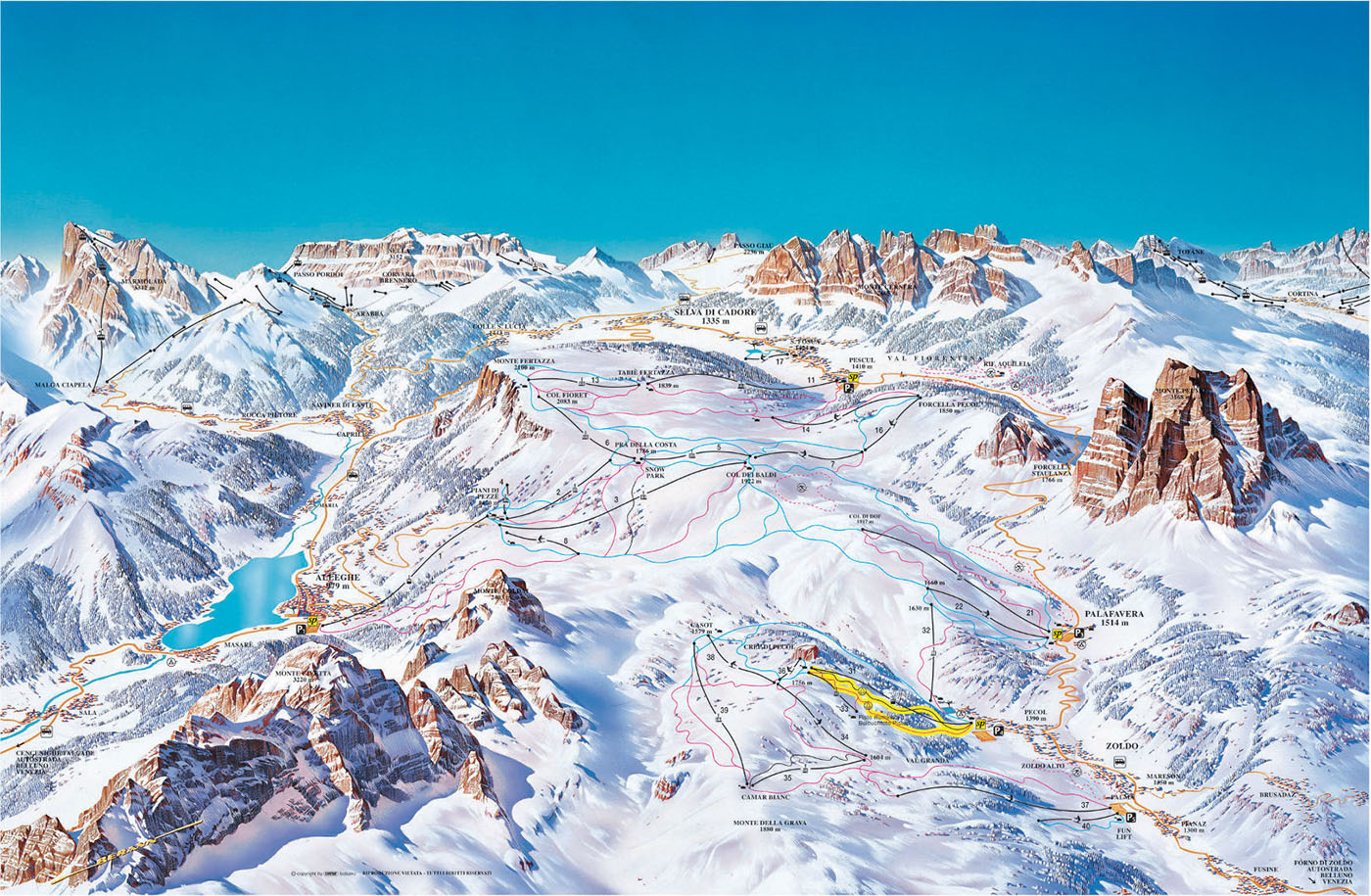 Mappa delle piste di Civetta