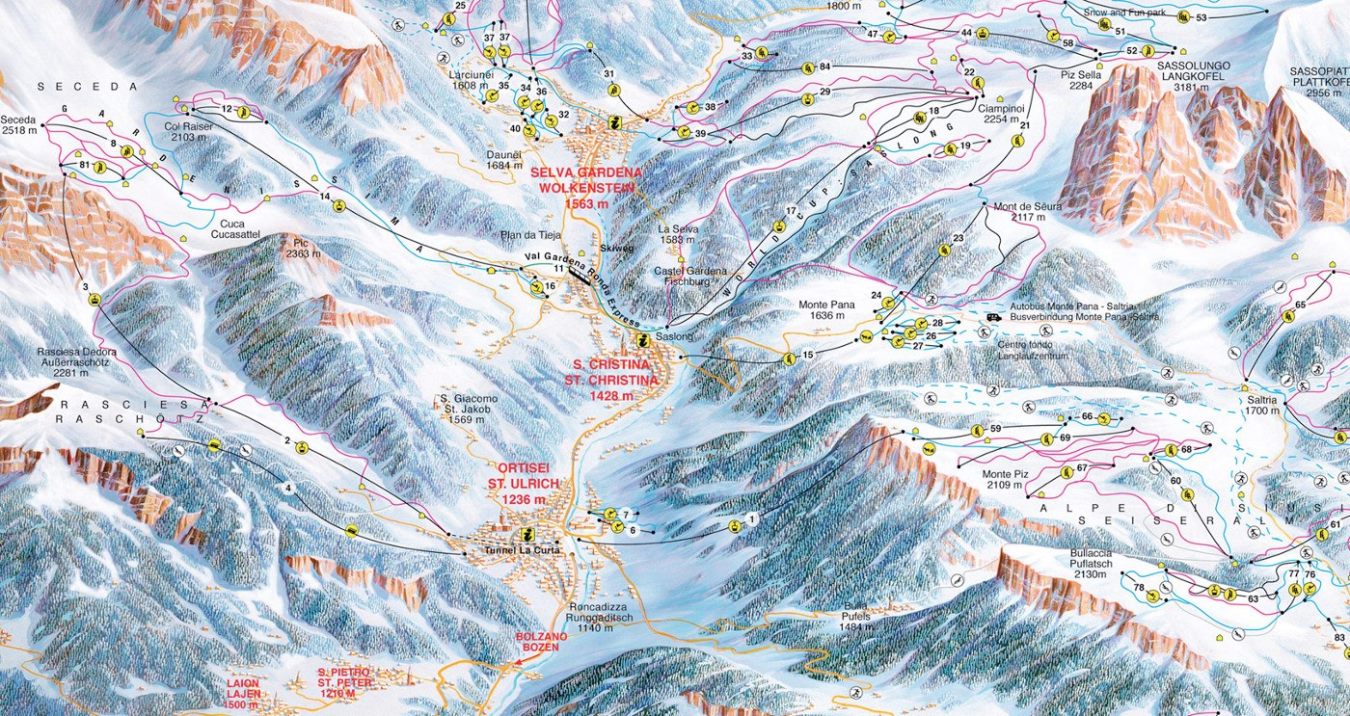 Mappa delle piste di Ortisei