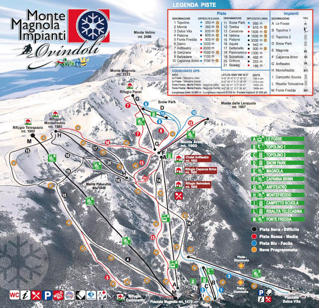 Mappa delle piste di Ovindoli