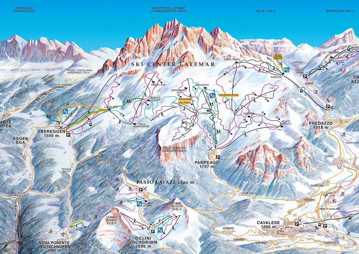 Mappa delle piste di Pampeago