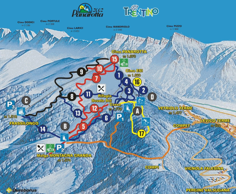 Mappa delle piste di Panarotta