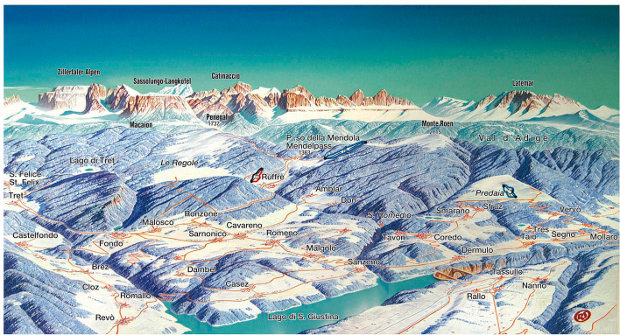 Mappa delle piste di Passo Mendola - Ruffre'