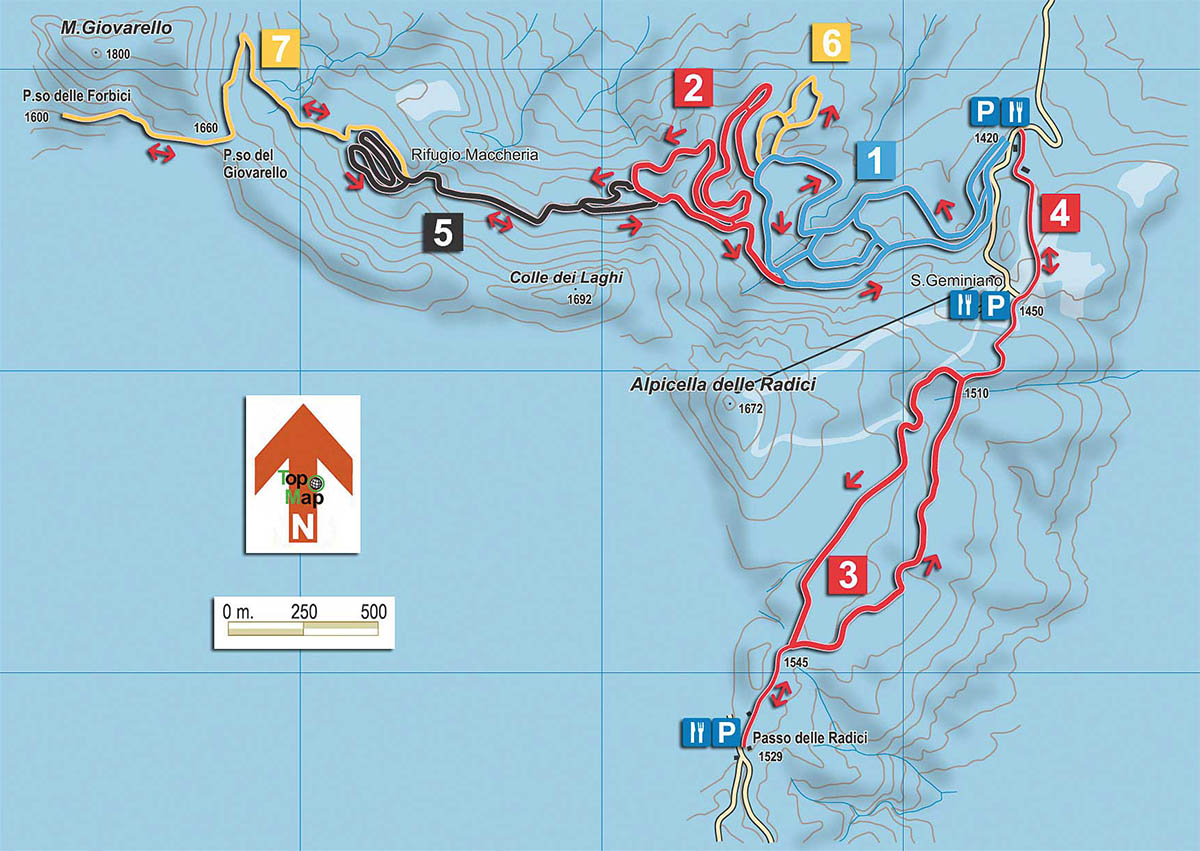 Mappa delle piste di Passo delle Radici