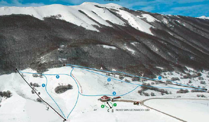 Mappa delle piste di Pacentro - Passo San Leonardo