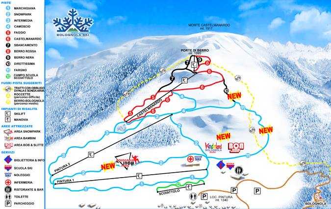 Mappa delle piste di Bolognola - Pintura di Bolognola