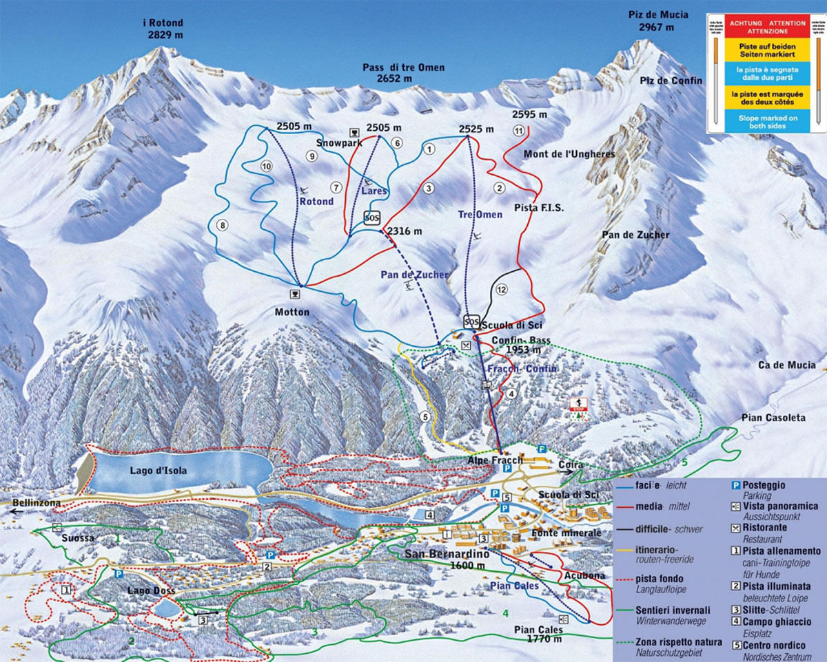 Mappa delle piste di San Bernardino Sport Arena
