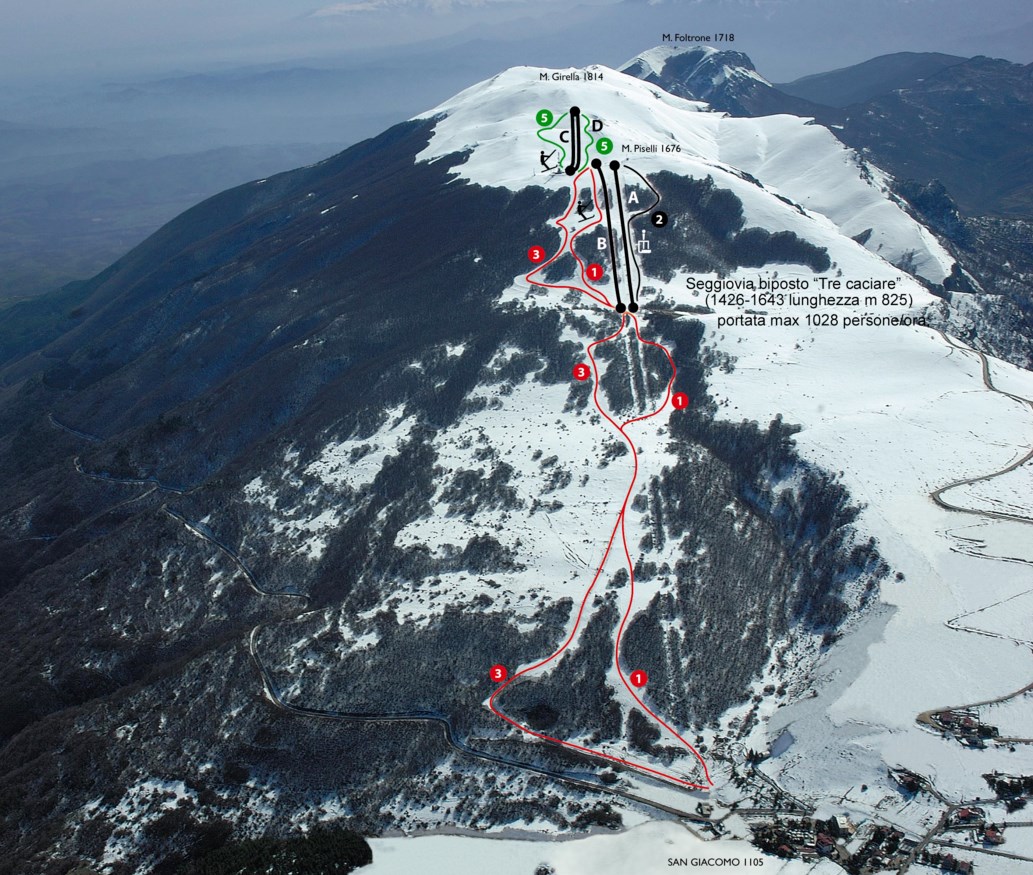 Mappa delle piste di San Giacomo - Monte Piselli