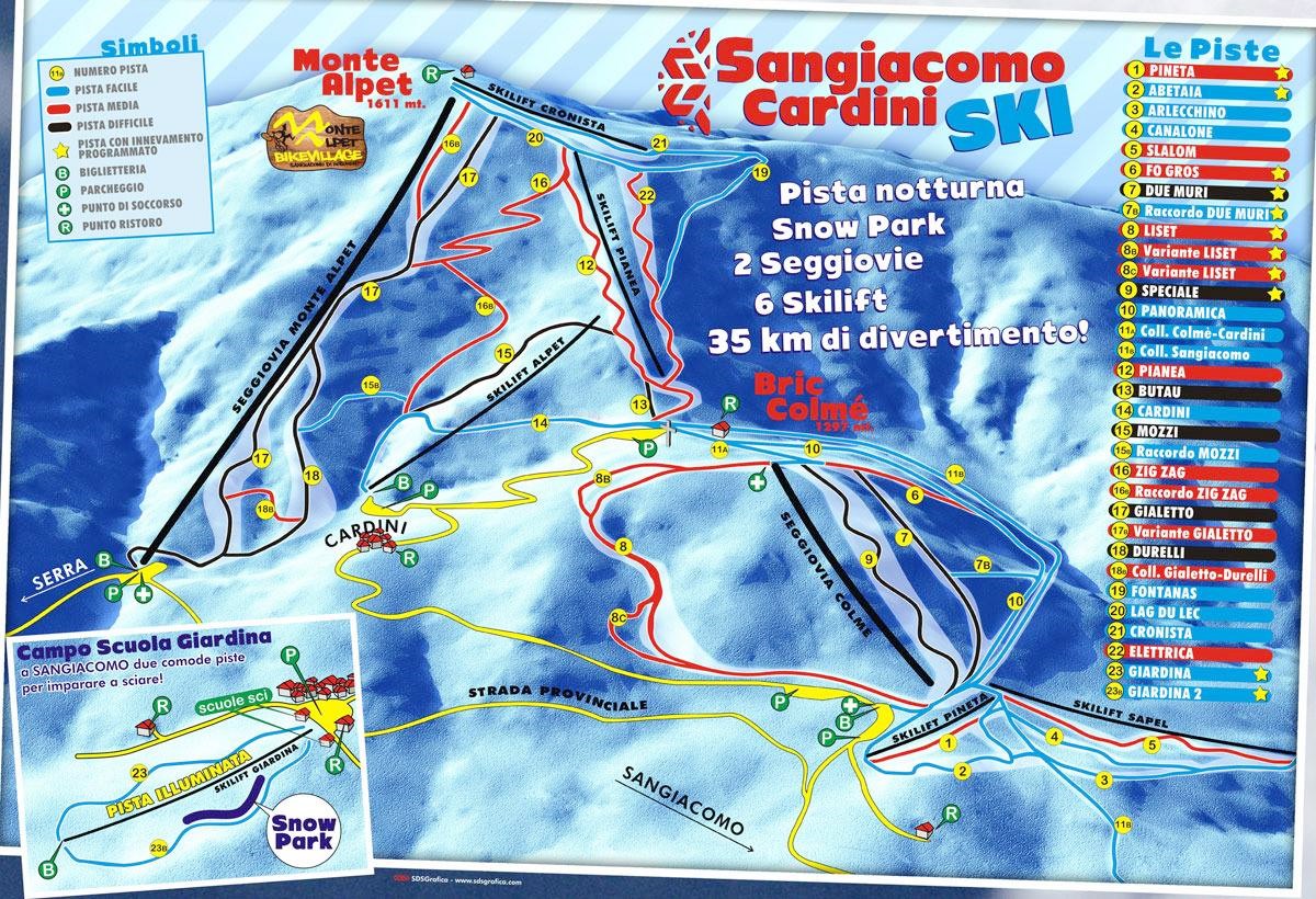 Mappa delle piste di San Giacomo di Roburent