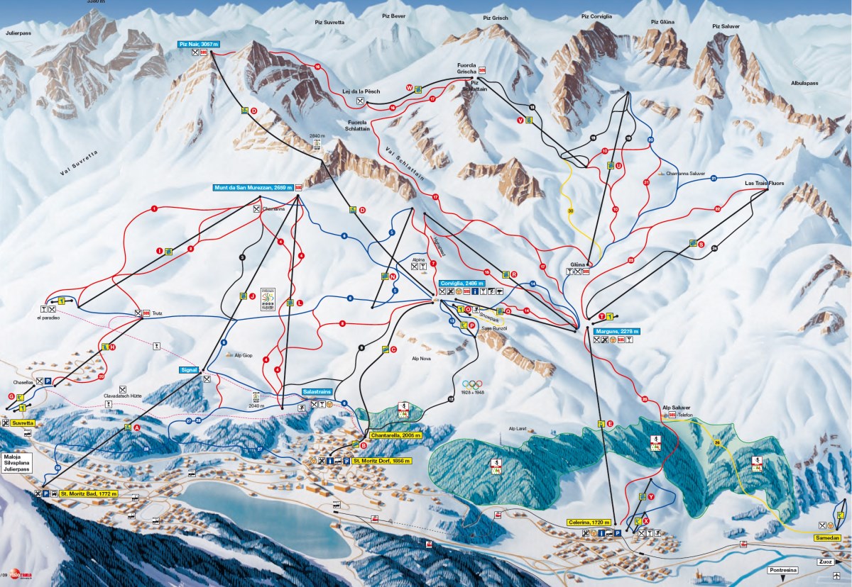 Mappa delle piste di Sankt Moritz