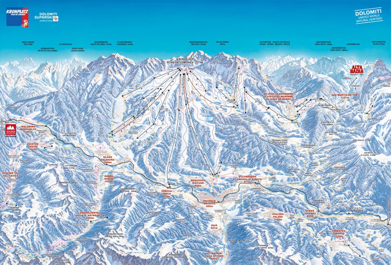 Mappa delle piste di San Martino in Badia
