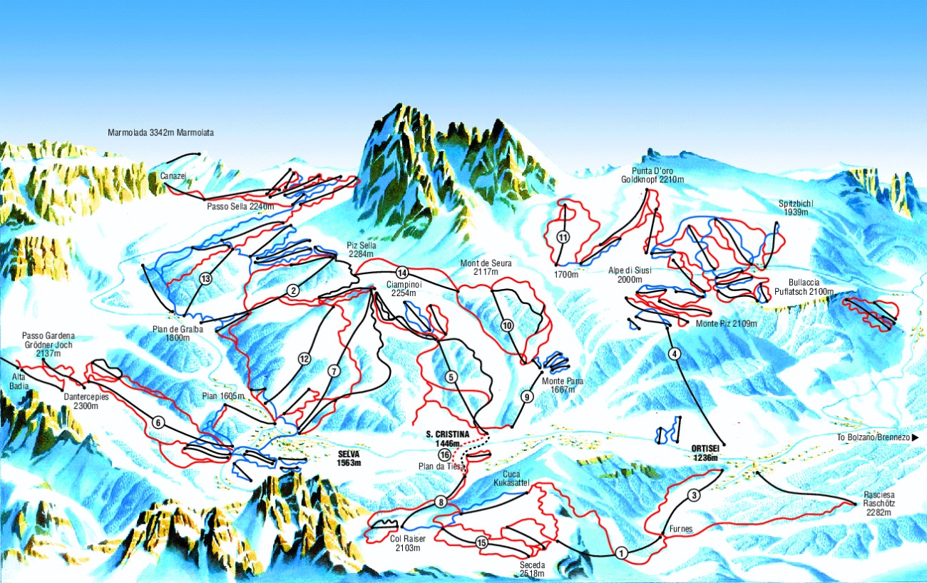 Mappa delle piste di Santa Cristina