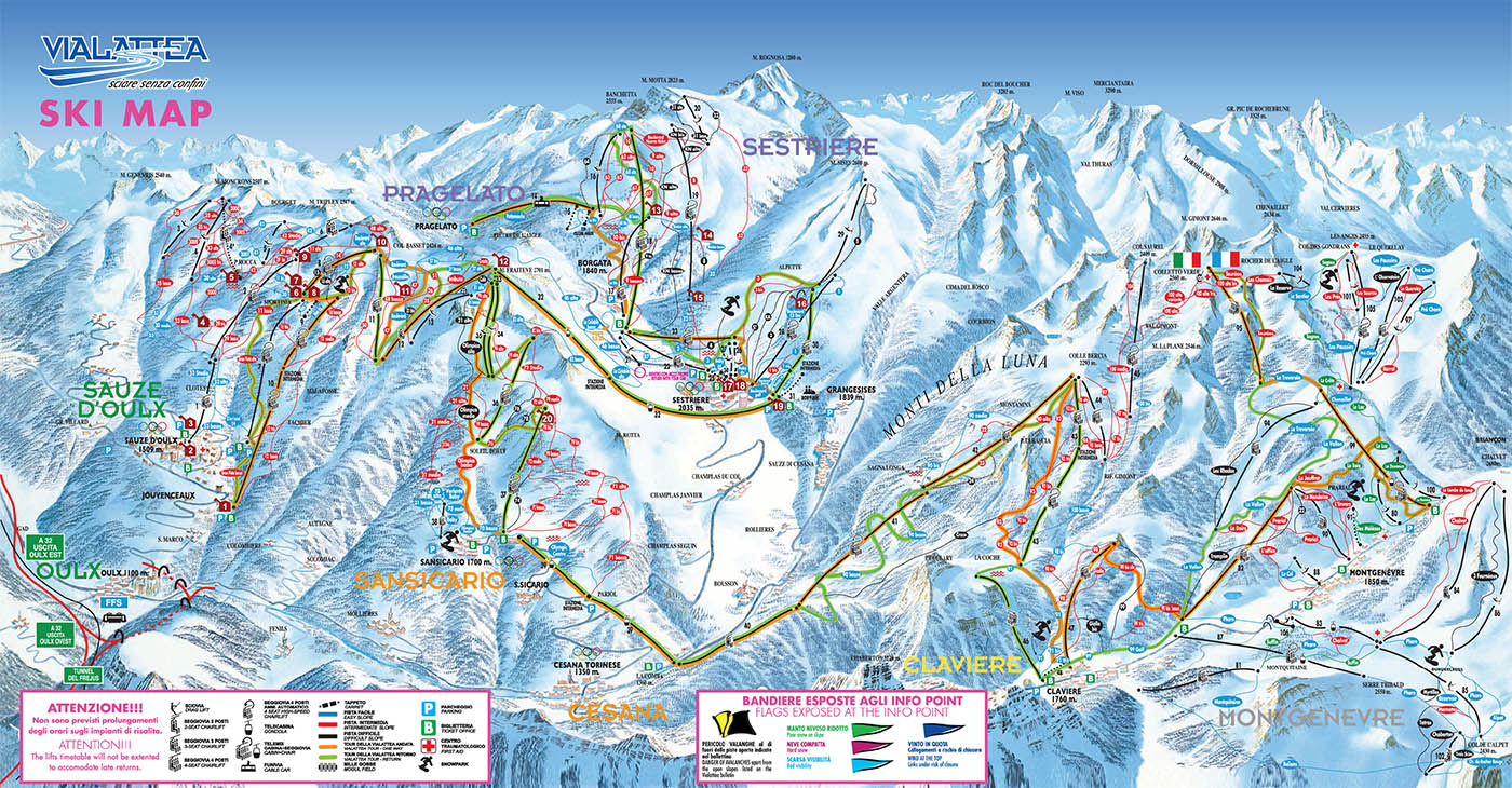 Mappa delle piste di Sestriere