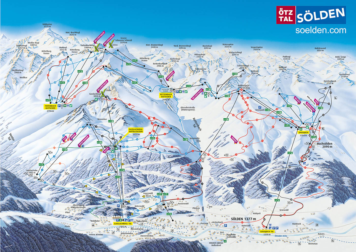Mappa delle piste di Soelden