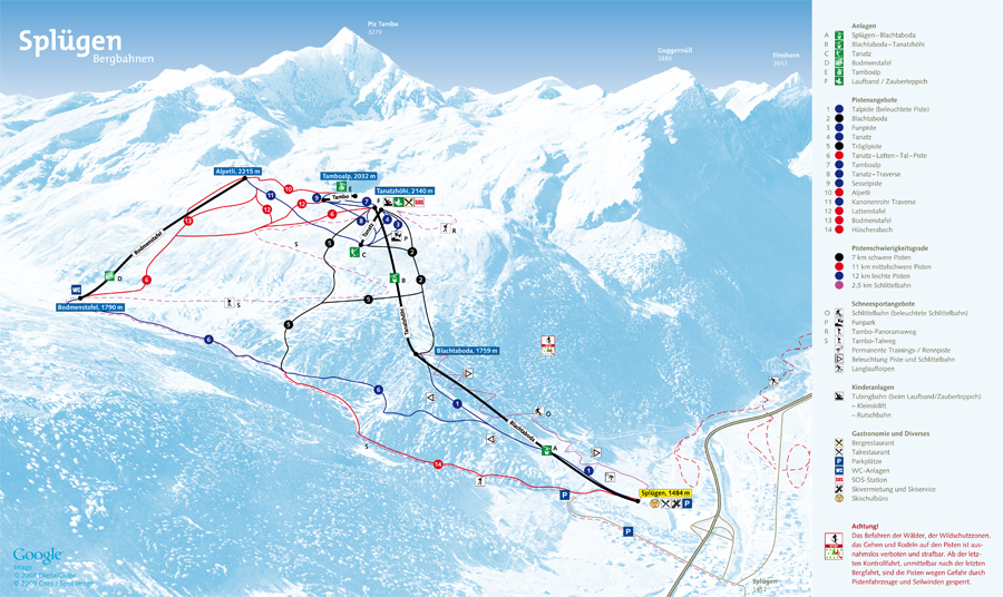 Mappa delle piste di Splugen