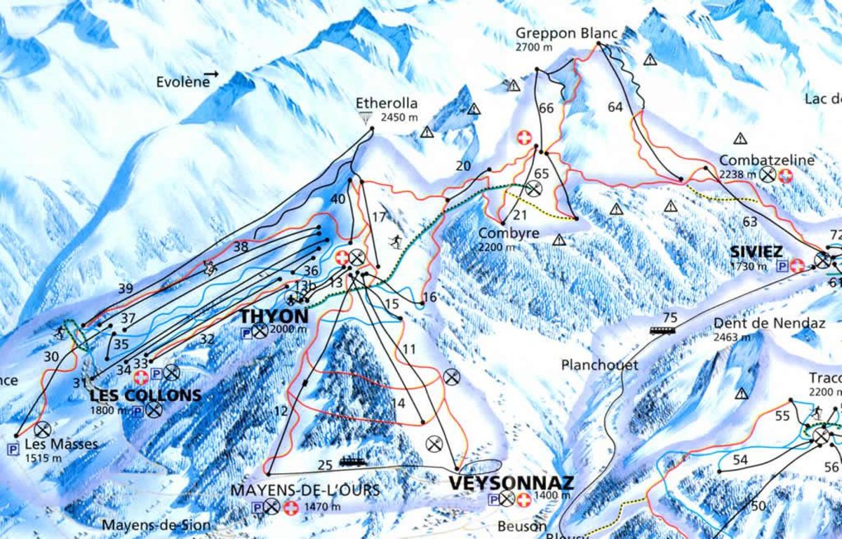 Mappa delle piste di Thyon
