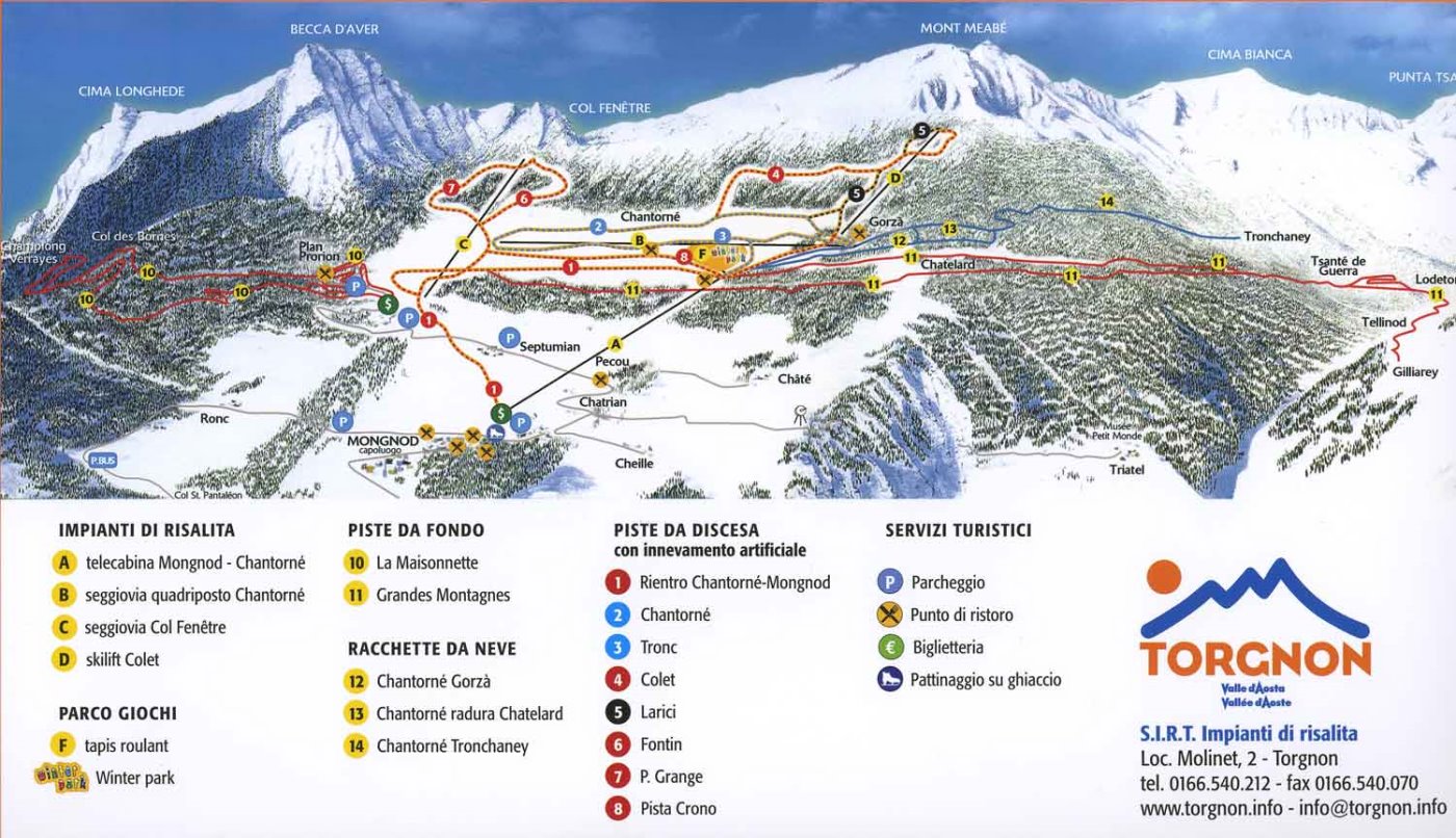Mappa delle piste di Torgnon